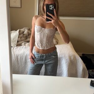 Windsor Ivory Lace Bustier Crop Top